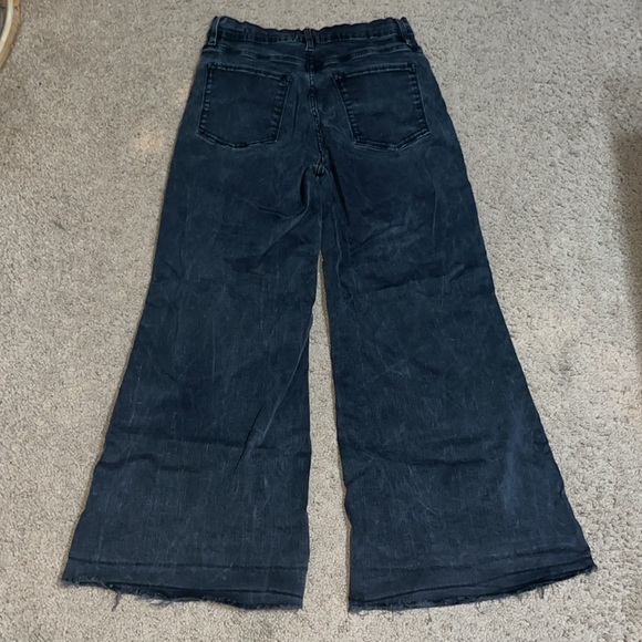 FRAME Denim Le Palazzo Crop Jeans Raw Released Hem Kerry Vintage Washed Black 30 - Picture 5 of 8